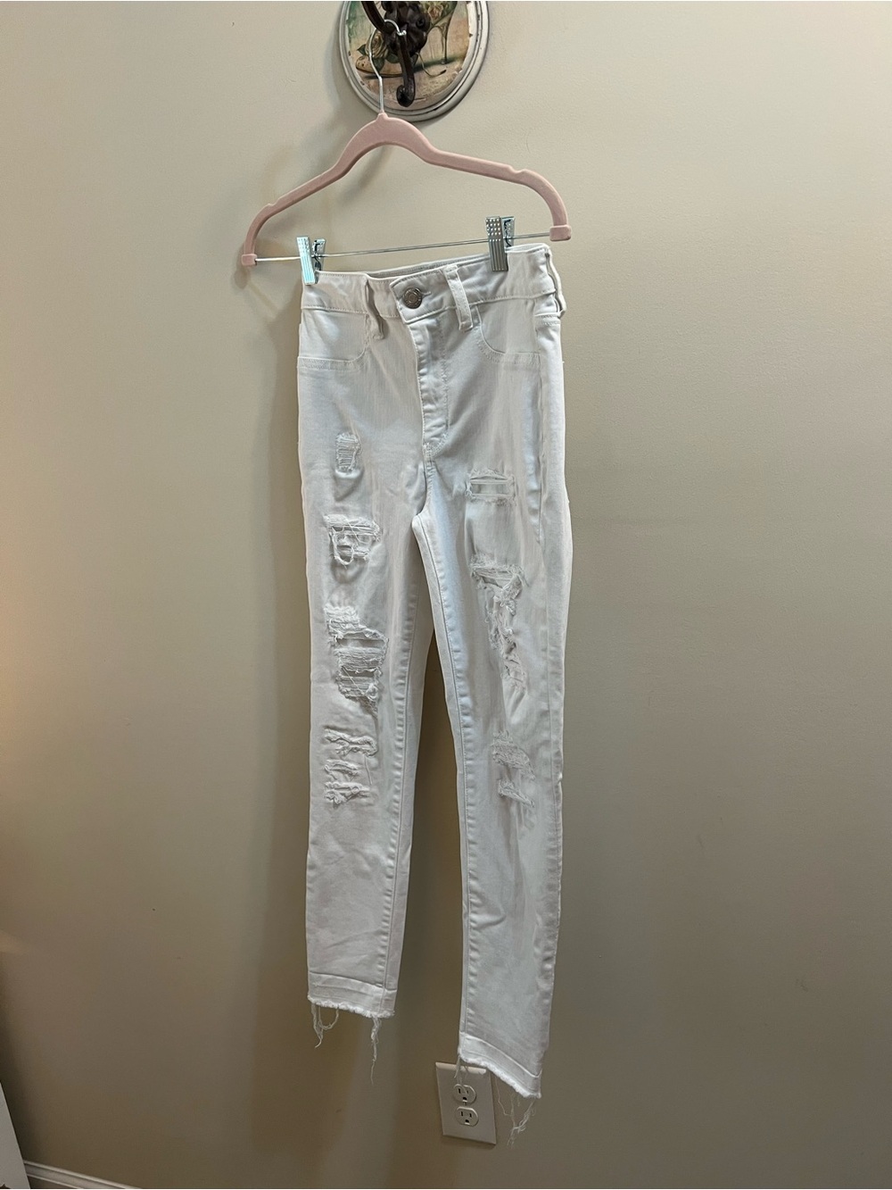 American Eagle Outfitters Next Level High Rise Crop Ripped Skinny Jeans Size 8